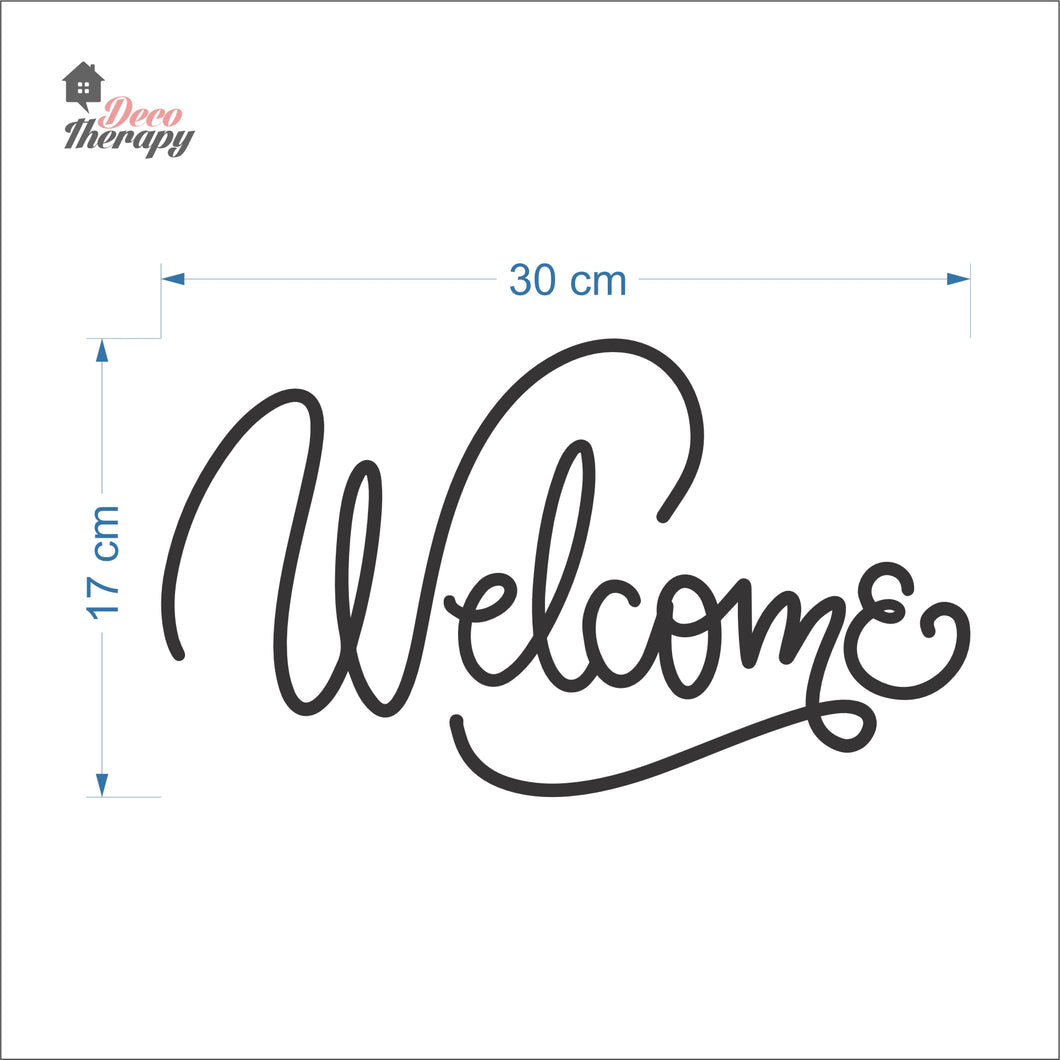 Welcome Script Font V2 Door Sign Sticker Self-Adhesive Decotherapy