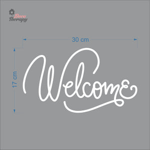 Welcome Script Font V2 Door Sign Sticker Self-Adhesive Decotherapy