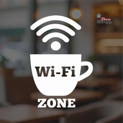 Wifi Zone Cafe Sign Sticker Self-Adhesive Decotherapy