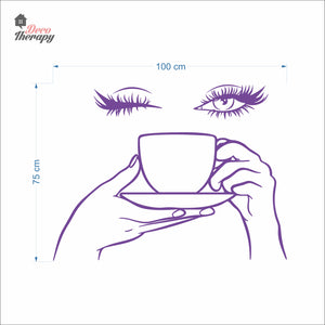 Woman Eyelashes Coffee Tea Cup Wall Decal Decotherapy