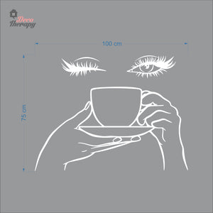 Woman Eyelashes Coffee Tea Cup Wall Decal Decotherapy