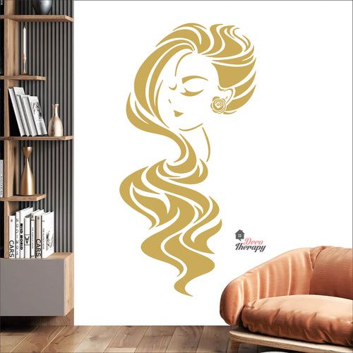 Women Long Hair Style Wall Decal Decotherapy