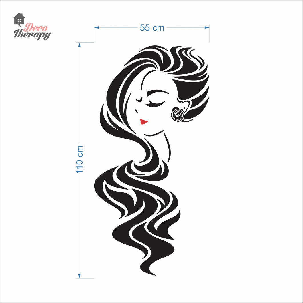 Women Long Hair Style Wall Decal Decotherapy