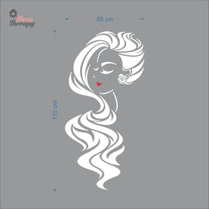 Women Long Hair Style Wall Decal Decotherapy