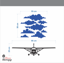 Load image into Gallery viewer, Airplane with Clouds V2 Wall Sticker