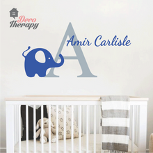 Load image into Gallery viewer, Customized Name Dominic &amp; Letter With Elephant Design Wall Sticker