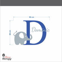 Load image into Gallery viewer, Customized Name Dominic &amp; Letter With Elephant Design Wall Sticker