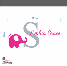 Load image into Gallery viewer, Customized Name Dominic &amp; Letter With Elephant Design Wall Sticker