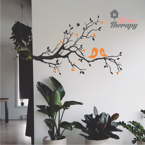 Birds on Tree Left Side Aligned Wall Sticker