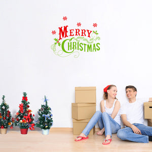 Christmas Flower Leaves Snowflakes Wall Sticker Room Decor