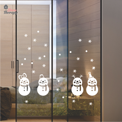 Christmas Snowman Flakes Wall Sticker