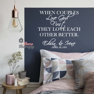 Customized Name When Couples Love God First Design Wall Sticker