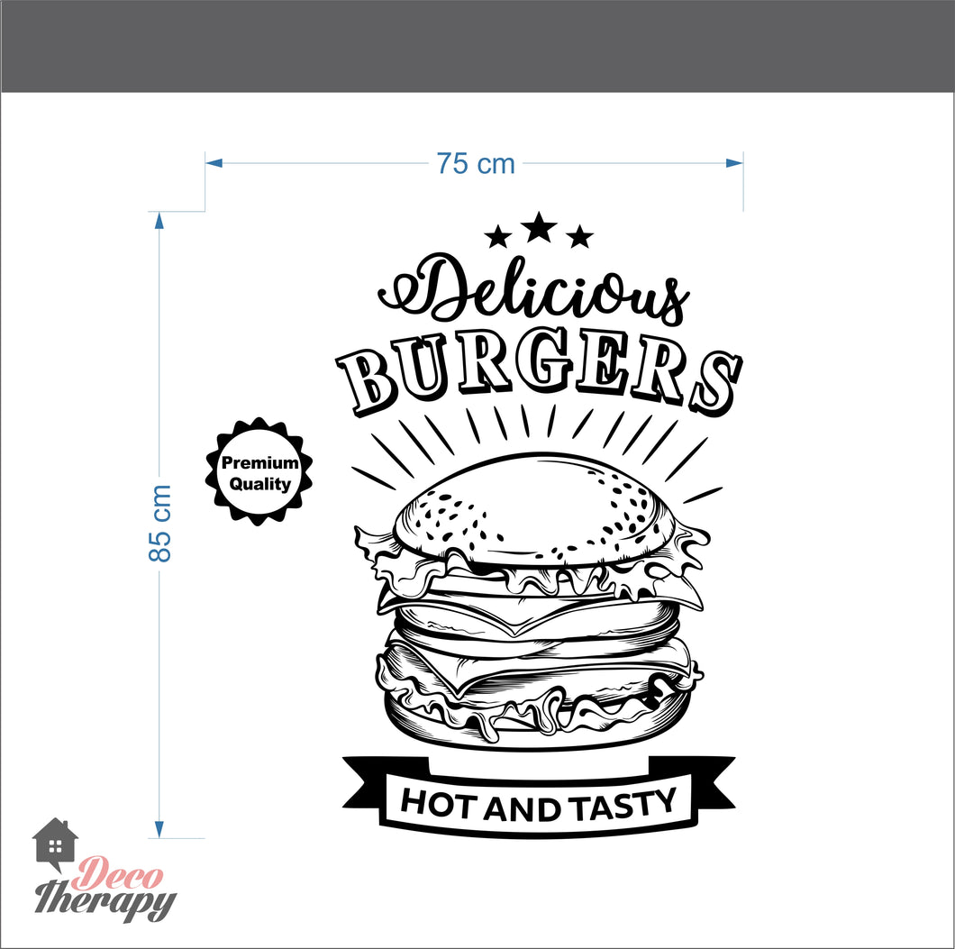 Delicious Burgers Hot and Tasty Wall Sticker