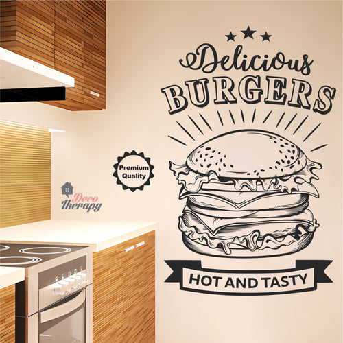 Delicious Burgers Hot and Tasty Wall Sticker