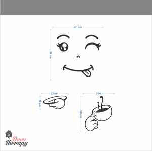 Fridge Decal - Happy Coffee Face Wall Sticker
