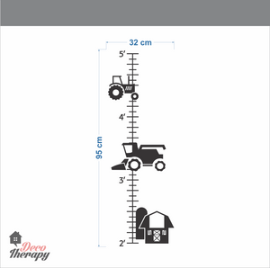 Height Chart Farm Tractor Wall Sticker