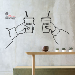 Holding Cup of Drinks Wall Sticker