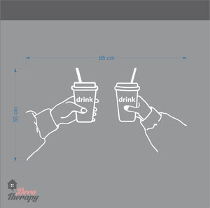 Holding Cup of Drinks Wall Sticker