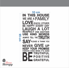 Load image into Gallery viewer, In This House Rules Truthful Positive Wall Sticker