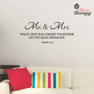 Mr and Mrs Let No Man Separate Wall Sticker