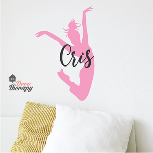 Customized Name Jump Silhoutte Design Wall Sticker