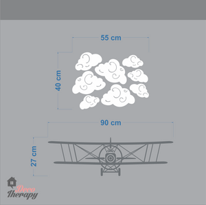 Airplane with Clouds V1 Wall Sticker