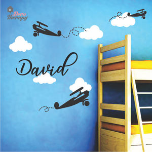 Customized Name Airplanes & Clouds V1 Design Wall Sticker