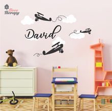 Load image into Gallery viewer, Customized Name Airplanes &amp; Clouds V1 Design Wall Sticker