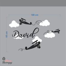 Load image into Gallery viewer, Customized Name Airplanes &amp; Clouds V1 Design Wall Sticker