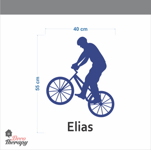 Customized Name Cyclist Design Wall Sticker
