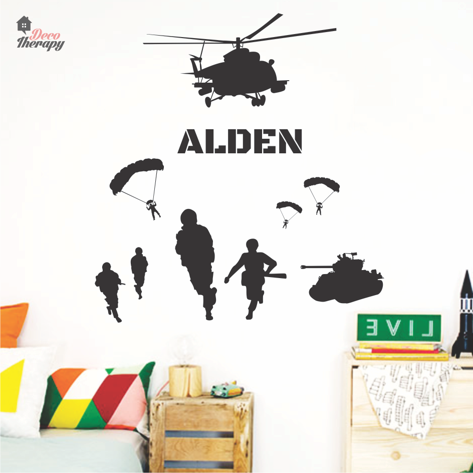 Customized Name Military Soldiers Design Wall Sticker