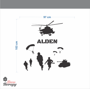 Customized Name Military Soldiers Design Wall Sticker