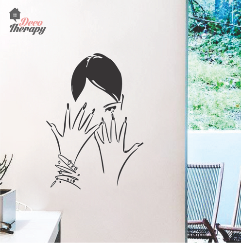 Salon Woman Face Nails Wall Sticker