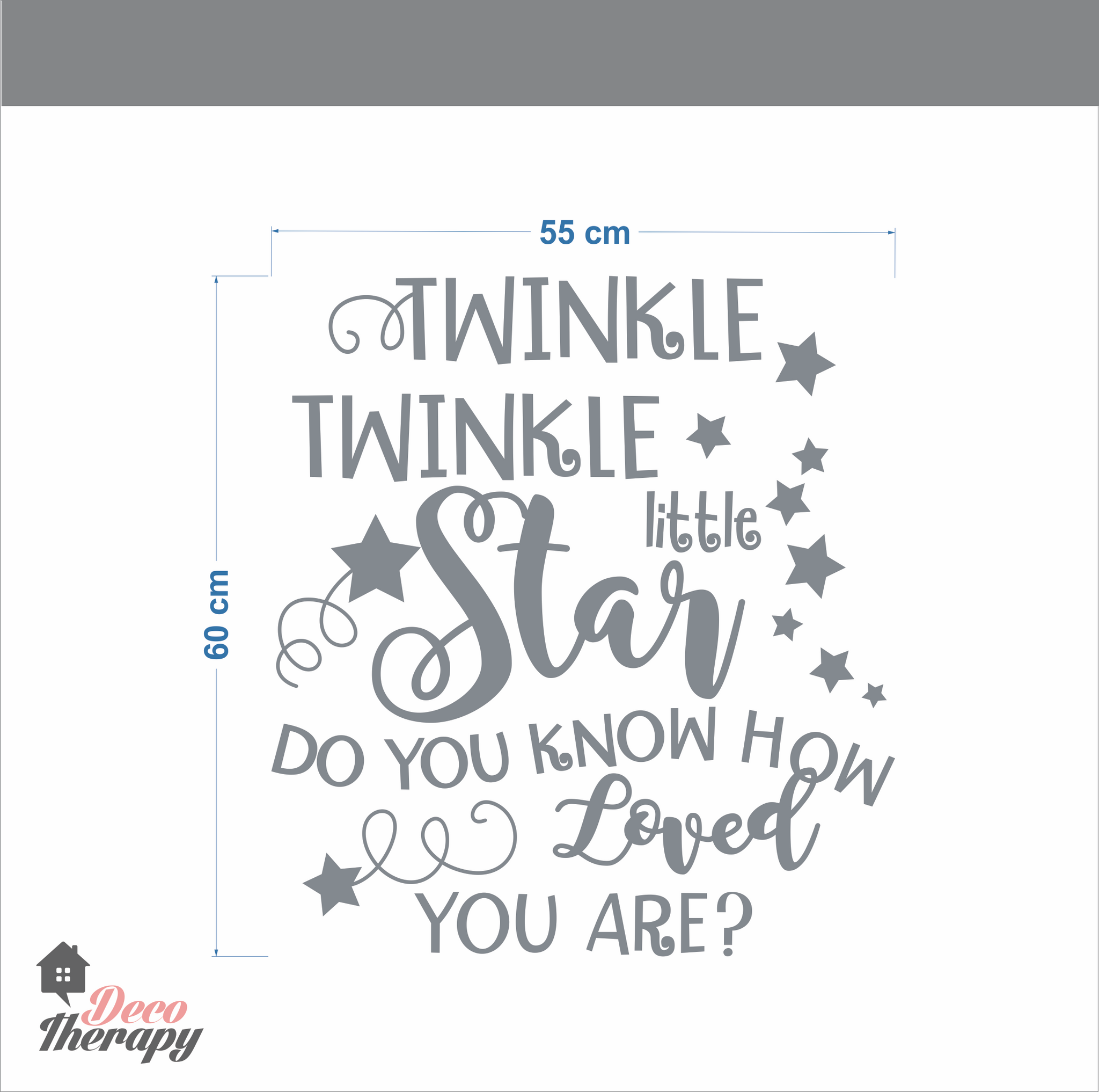 thumbnail interactive-video image 1 of Twinkle Twinkle Little Star Wall Sticker Decal – Children's Nursery Quote – Matt Vinyl 1 of 2