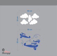 Load image into Gallery viewer, Customized Name Decal Airplanes &amp; Clouds V3 Design Wall Sticker