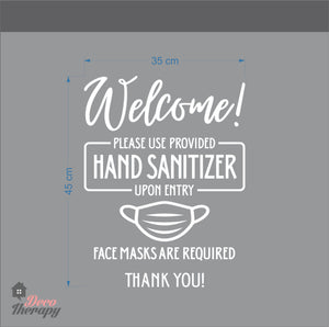 Welcome Please Use Hand Sanitizer Upon Entry Wall Sticker