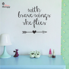 Load image into Gallery viewer, With Brave Wings She Flies Wall Sticker