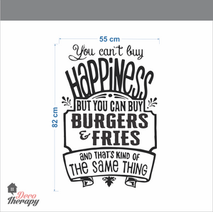 You Can't Buy Happiness Burgers and Fries Wall Sticker