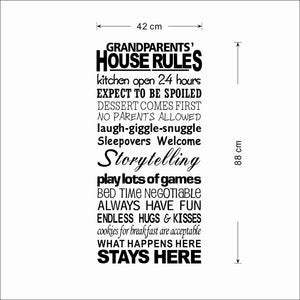 Grandparents House Rules Wall Sticker